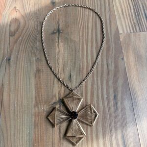Vintage Gold Wire Wrapped Cross Pendant Necklace